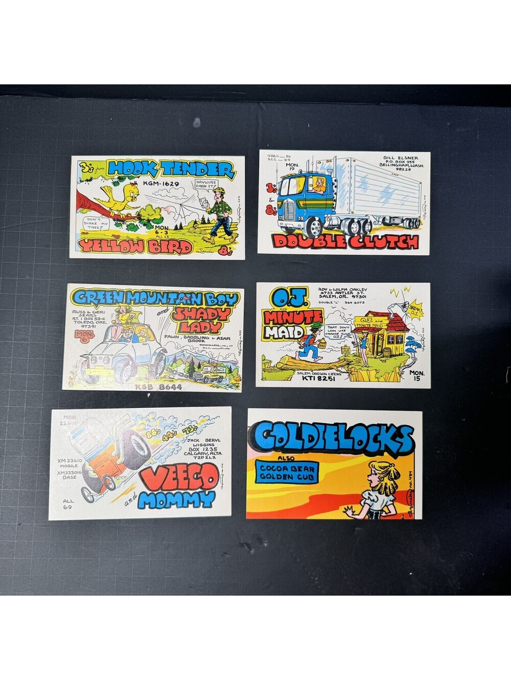 Vtg Retro Amateur Ham CB Radio Call QSL Cards Squeaky Collector’s Club 6pc Lot